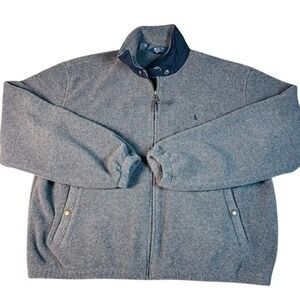 Polo Ralph Lauren Fleece Jacket Mens XXL Gray Polartec Full Zip Mock Neck Logo